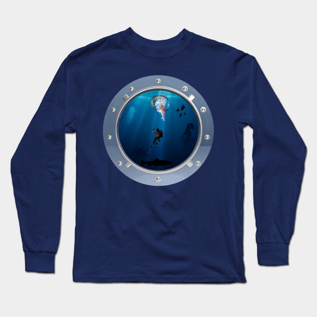 Deep Dive Parachuting Long Sleeve T-Shirt by TenomonMalke